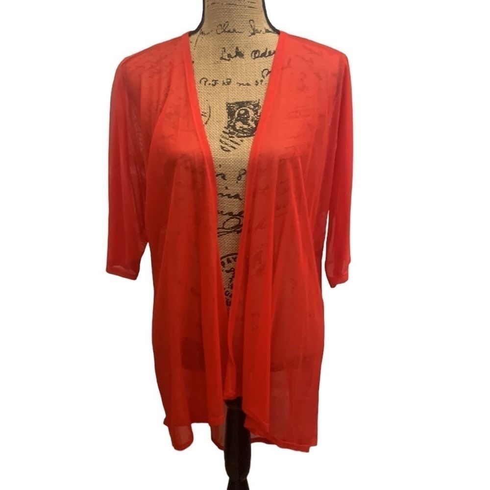 LULAROE Sheer Red Lindsay Kimono‎ Cover Size S
